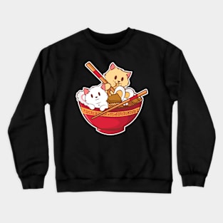 Kitten Cats Is Hanging Out With Her Ramen - Cats Lover Gift T-Shirt Crewneck Sweatshirt